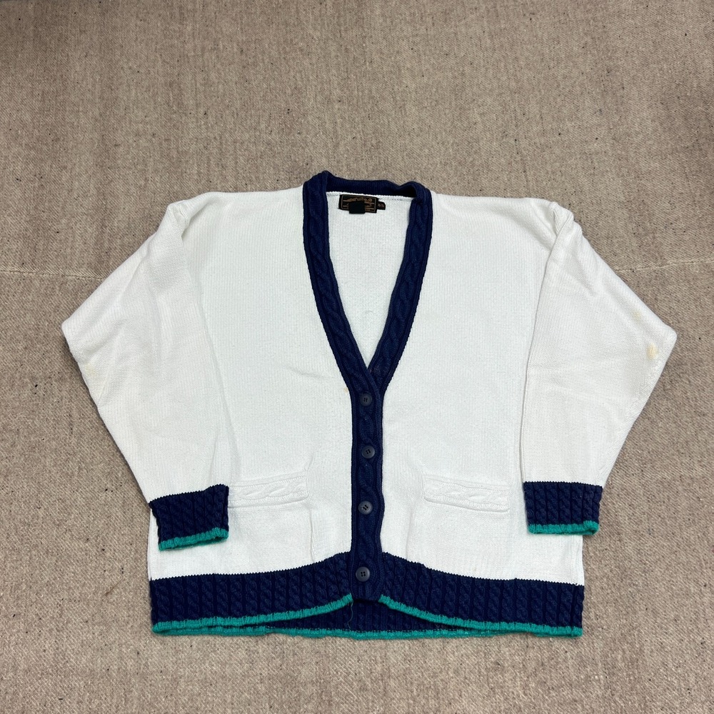 Vintage Eddie Bauer Cardigan Sweater‎ Mens XL White 1990s